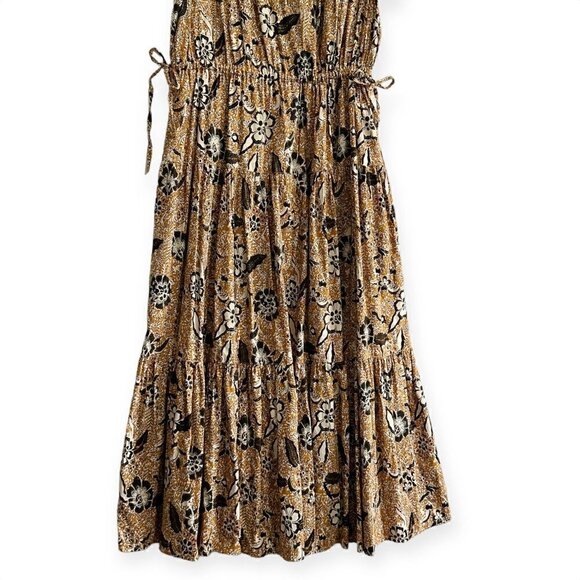 New with tag, ULLA JOHNSON Zuma Printed Tie-front Midi Dress In Amber Size 2 - Picture 5 of 16